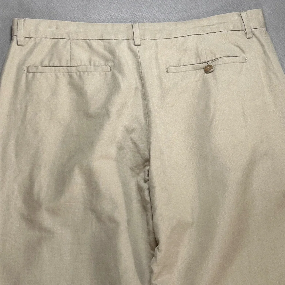 Banana Republic Mens Khaki Tan Linen Cotton Blend Straight Leg Pants 35x34 SPR07